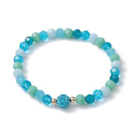 Hemasa Turquoise Colour Glass Faceted Round Beaded Stretch Bracelets For Women/Girls