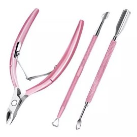 Decute Cortacutículas Profesional Acero Inoxidable, Rosa