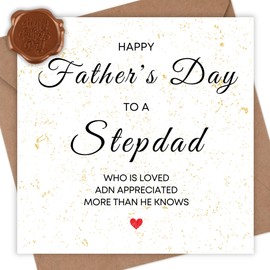 CCAMSSELY Stepdad Fathers Day Card - Step Dad Father's Day Card from Stepdaughter Step Son Kids Wife - 6x6 inch