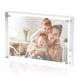 Sezanrpt Acrylic Picture Frame 13 x 18 cm Free Standing Clear Crystal Double Side Magnets 13 x 18 cm Picture Frame Office Desktop Magnetic 13 x 18 Lucite Photo Frame for Stand Display Brand Advertiser