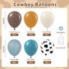 60pcs Cowboy Balloons, Brown Slate Blue Dusty Blue Sand White