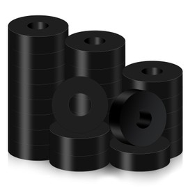 25 PCS Rubber Spacers, Thick Rubber Washers 3/4 Inch OD x 1/4 ID x 1/4 Inch Thickness Black Flat Washers Anti-Noise Round Spacers Black Grommet Flat Washer Thick Bushing Spacer for Car Accessories