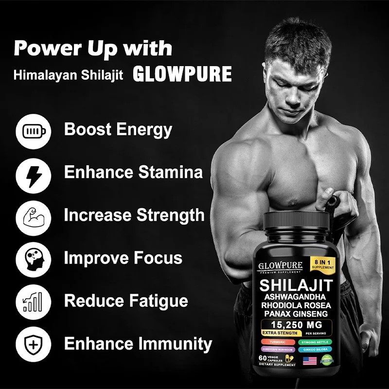 Himalayan Shilajit Supplement, 8-in-1 Blend with Ginseng & Ashwagandha for