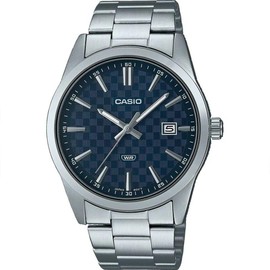 Casio MTPVD03D-2A Analog Silver Band Unisex Watch, Blue Dial, 48 × 41 × 9.6 mm