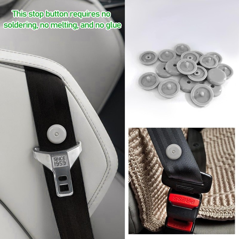Sylvil 10 Sets Seat Belt Button Stop, Plastic Seat Belt