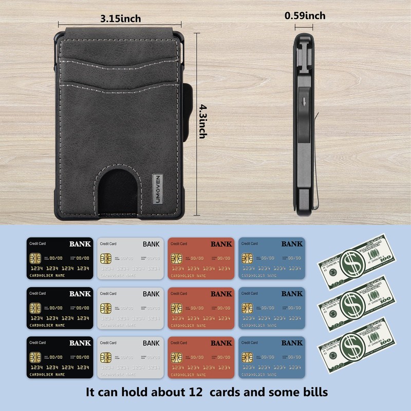 umoven Wallet for Men - with Money Clip Slim Leather
