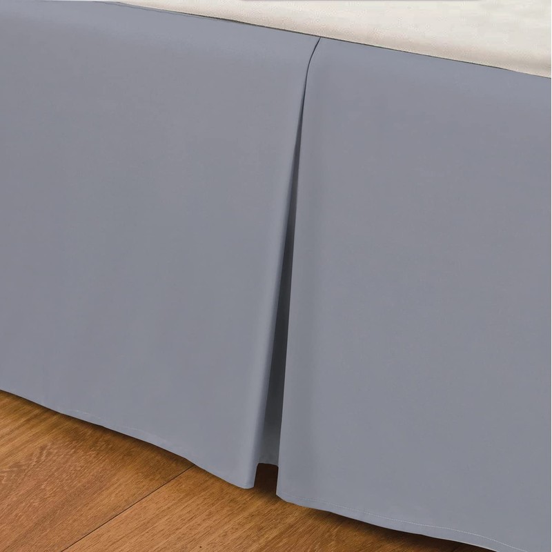 Linen Home Box Pleated Base Valance Sheet Grey Single Bed