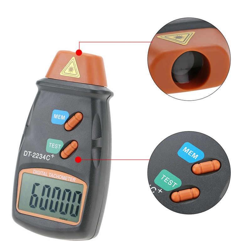 DT‑2234C+ NOn Contact Digital LCD Laser Photo Tachometer Mini RPM