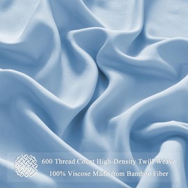 HCORA Bed Sheets Queen Size - 600 Thread Count 100% Viscose Made from Bamboo - Hotel Luxury Soft Cooling Sheets for Hot Sleepers - 16" Deep Pocket Sheet Set with 2 Bed Sheets Holder Straps