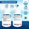 Organic Beet Root Supplement - 60 Beetroot Capsules, 1400mg/Serving (700mg