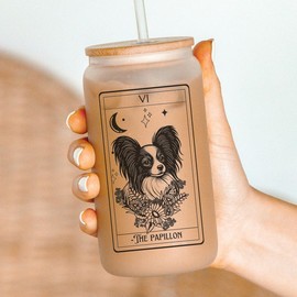 Dog Tarot Card Tumblers, dog mom tumbler,:_Papillon