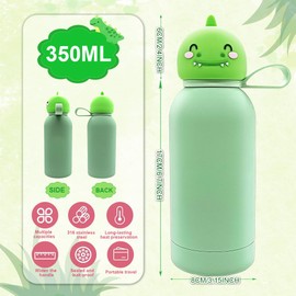 Flip-Up Campus Thermal Flask, Insulated Drinking Bottles for Children, Stainless Steel Thermos Flask, Hot for 9 Hours & Cold for 12 Hours, BPA-Free, 350 ml, Animal Friends