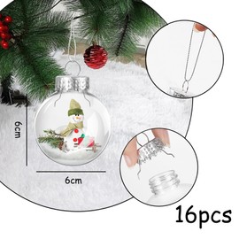 YINZZTRY Transparent Christmas Baubles, Pack of 16 Clear Christmas Baubles, Plastic Transparent Christmas Baubles, Transparent Plastic Baubles, Christmas Decoration Transparent Baubles, 6 cm