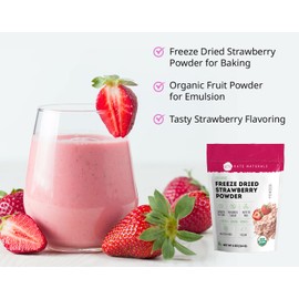 Kate Naturals Kate Naturals Freeze Dried Strawberry Powder for Baking, Camping & Drinks. Natural Strawberry Flavoring for Cakes, Icing & Smoothies (4 oz, Organic)