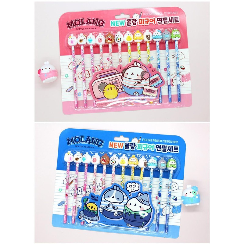 LENITH White Rabbit Molang Mini Figure Pencil Set Korean Stationery