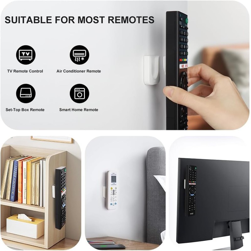 Magnetic Remote Control Holder Wall Mount, 4 Pcs Self-Adhesive Remote