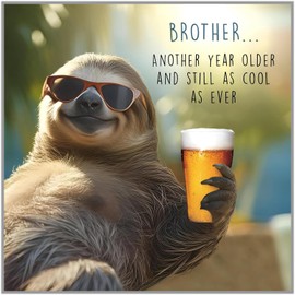 GBCC Brother Funny Birthday Card - Happy Birthday Card with Humorous 'Cool as Ever' Sloth Design - Birthday Card for Men
