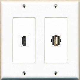 RiteAV - 1 Port HDMI 1 Port USB A-A - Dual Gang Wall Plate