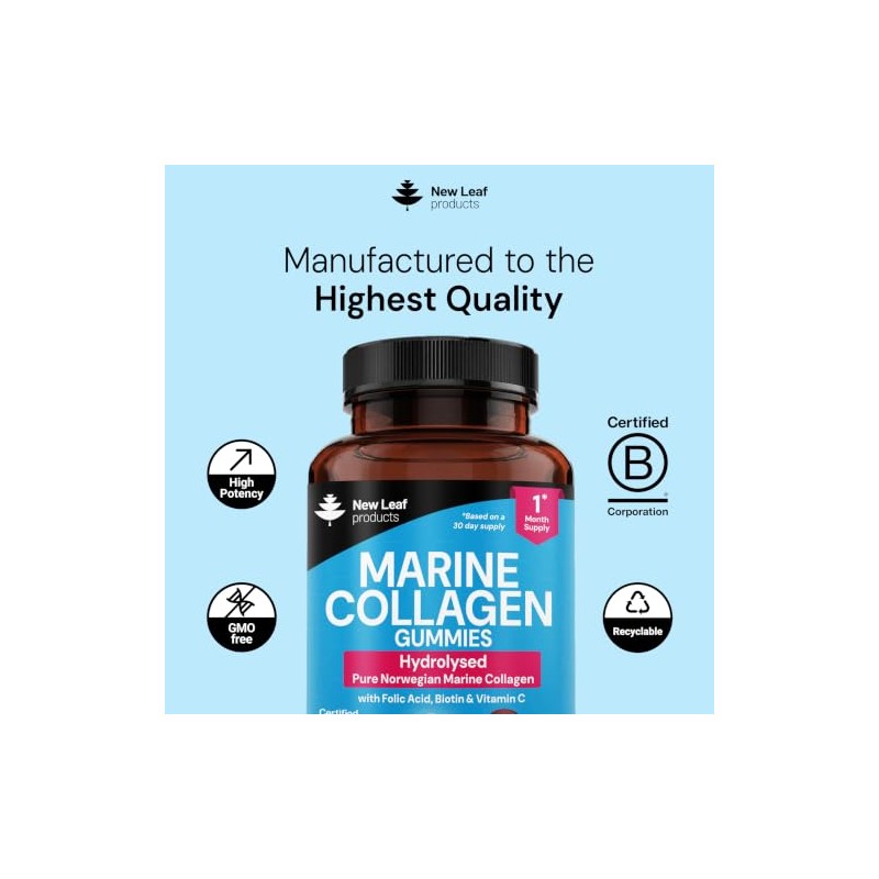 Marine Collagen Gummies for Women, 60 Gummies 1 Month Biotin,