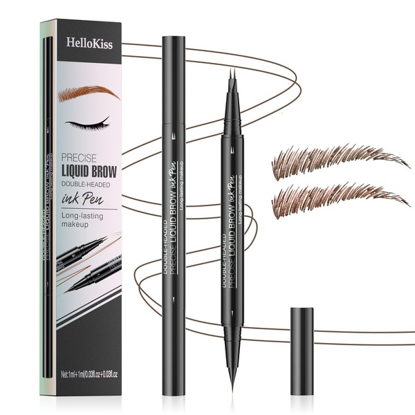 Curved Brow Pen,Microblading Eyebrow Pencil (Brown)