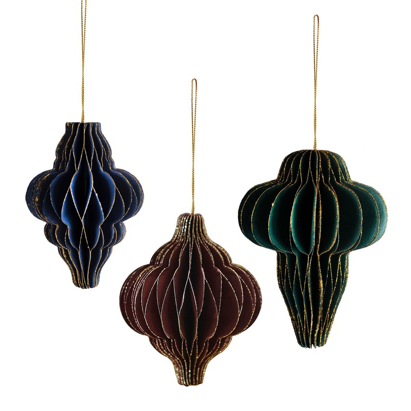 Ginger Ray Glitter Edge Honeycomb Hanging Christmas Tree Decorations -