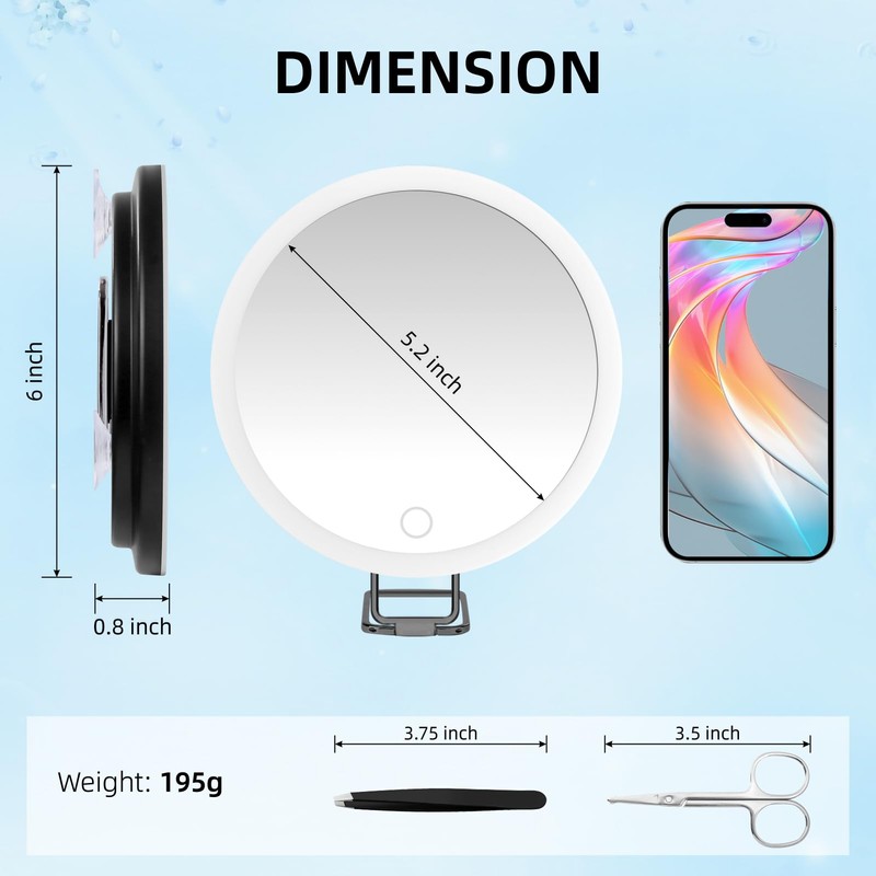 JJhxr 30X Magnifying Mirror with Lights, 6inch Makeup Magnified Mirror