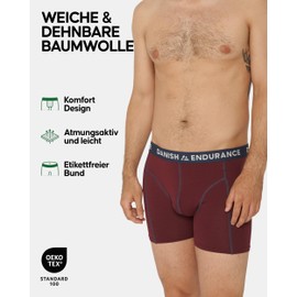 DANISH ENDURANCE Pack of 6 Men's Boxer Shorts, Soft Cotton, Underpants Men with Stretch, Comfortable & Without Sheet, with Fly or Without, Multicoloured (2 x navy/burgundy, 2 x green/orange, 2 x