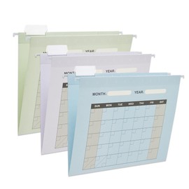 Beramon 6 Pack Hanging File Folder Letter Size Reinforced Hanging Folders with 1/5-Cut Adjustable Tabs File Folders for Filing Cabinet Organizer for Office Home, Calendar Design, Soft