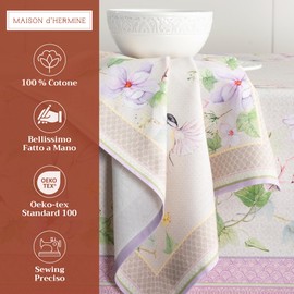 Maison d' Hermine Cloth Napkin 100% Cotton Set of 4 Decorative Washable Easter Table Napkins for Dining, Home, Wedding, Banquet, Buffet, Magnolia Mornings - Spring/Summer (45cm x 45cm)