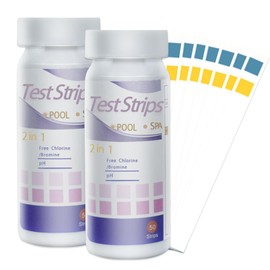 Pool Teststreifen,Pool Tester Ph Und Chlor,2 In 1 Pool-Teststreifen FüR Spa,Wert Test Wassertester Pooltester FüR Spa,Streifen Messgerät Wasser Whirlpool Messen Ph-Wert (100)