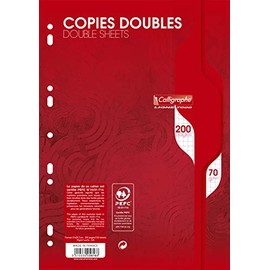 Clairefontaine 5616C - Pack of 100 Sheets Calligraphe Exam Sheets DIN A4 21 x 29.7 cm Squared 70 g White 1 Pack
