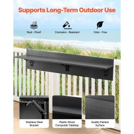 12 X 48 Inch Outdoor Patio Balcony Hanging Table Foldable Bar Table for Railing Durable and PortableMaterial: Plastic Wood, Size: Size 12x48 inch