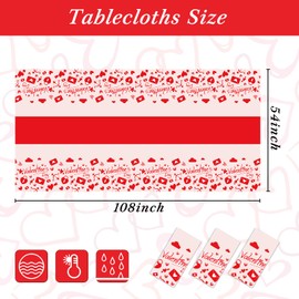 Valentines Day Tablecloth Decorations for Party,3 Pack Disposable Plastic Valentines Tablecloth 54" x 108", Pink Table Cloths for Party Supplies,Valentines Day Decor for Wedding Engagement Anniversary