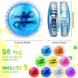 54 Pieces LED Light Up Yo Yo for Kids Plastic Bearing Responsive Trick Ball Beginner Level Yo Yo with LED Lights Colorful for Beginner Birthday Christmas Party Favors Goodie Bag Filler, Random Colors