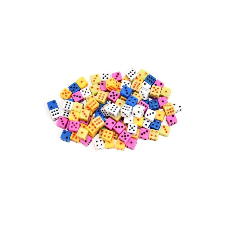 SmartDealsPro 100 Assorted 1/5" 5mm D6 Mini Dice Game Dot