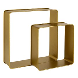 47th & Main Vintage Metal Box Wall Shelf, Set of 2, Gold