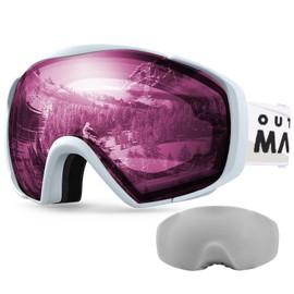 OutdoorMaster Ski Goggles with Cover Snowboard Snow Goggles OTG Anti-Fog for Youth Teenager, Pink Vlt 42%