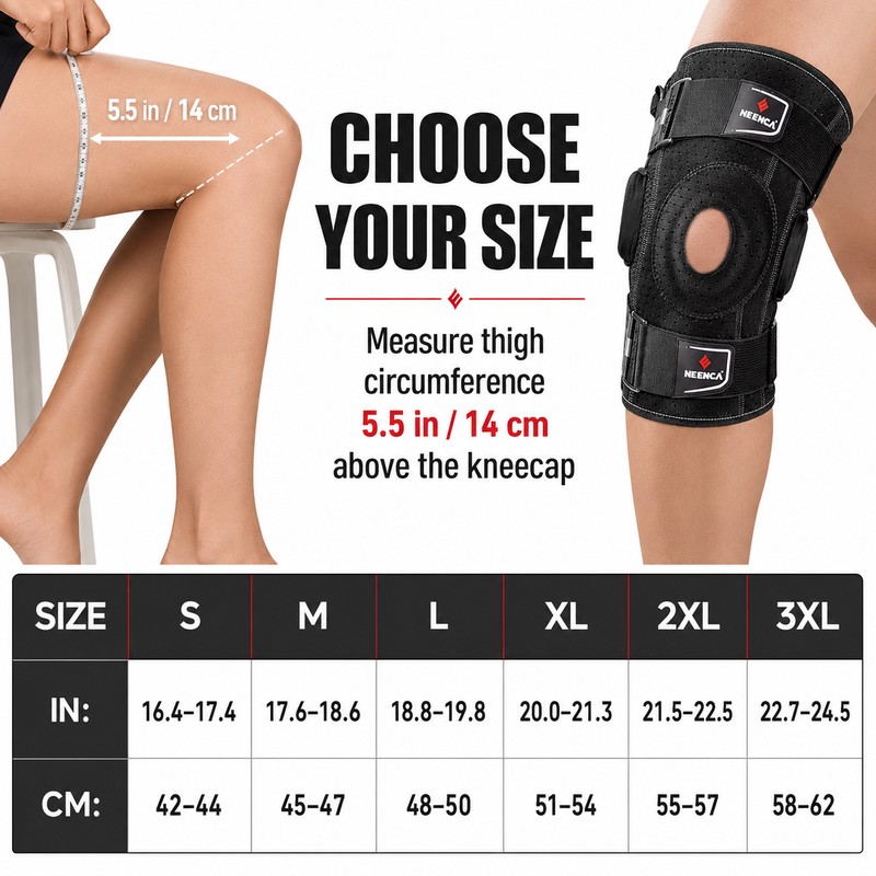 Hinged Knee Brace for Support – Adjustable Neoprene Design with