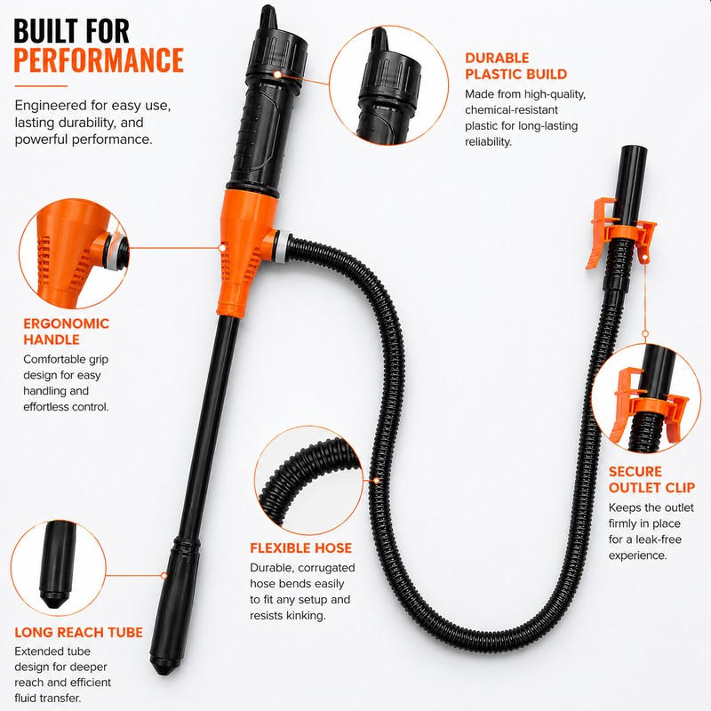 Battery-Powered Fuel Transfer Pump with Hose – Portable Electric Siphon
