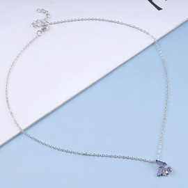 Atentuyi Purple Crystal Butterfly Pendant Necklace Silver Opal Butterfly Necklace Small Butterfly Choker Tiny CZ Necklace Butterfly Necklace Jewellery Women Teenager Girls