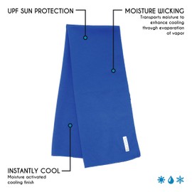 BUILTCOOL Adult Cooling Towel - Men & Women Chilly, Lightweight, Soft, Neck and Face Cooling Towel for Sport, Camping, Hunting, One Size, Sapphire, 3 Pack