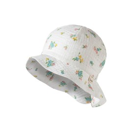 Sterntaler Flower Sun Hat with Neck Protection – Summer Hat Girls Made of Soft Organic Cotton – Sun Hat Baby with Print, ecru