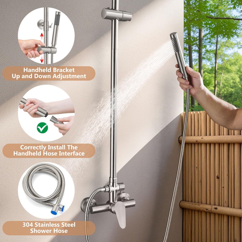 Outdoor Shower Kit,Outdoor Shower Fixtures Faucet System Single Handle Brass