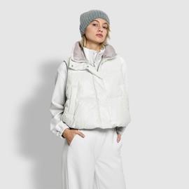 JAJU [JAJU/자주] 여 루즈핏 숏 푸퍼 베스트_아이보리 [JAJU] Women's Loose Fit Short Puffer Vest_Ivory