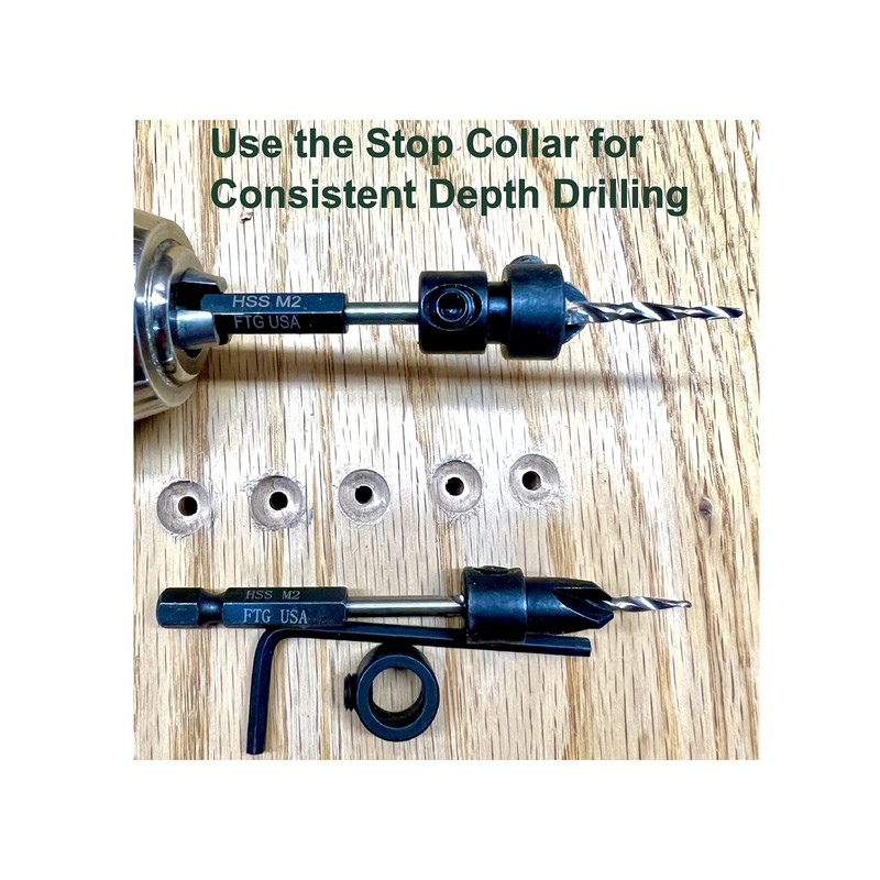 FTG USA Adjustable Wood Countersink Drill Bit Set 6 Pc