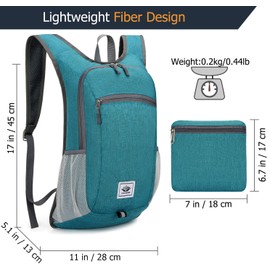 Tautrophen Small Daypack 15L Hiking Backpack Packable Lightweight Travel Day Pack Casual Foldable Shoulder Bag for Women Men