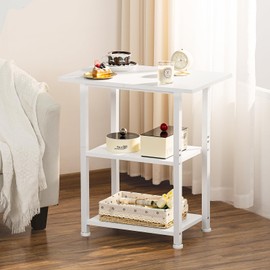 Lerliuo 3-Tier Printer Stand, Industrial Mobile Printer Table with Storage Shelf and Steel Frame, Rolling Printer Cart Holder with Lockable Wheels for Home, Office (White)