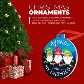 Running Ceramic Ornament | Running with My Gnomies Christmas Ornament