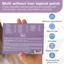 NUTRI-PATCH Multi Without Iron,Infused with D3,B Complex,Magnesium,Zinc.Topical Patch Designed to Give You a Boost (30/Pack).