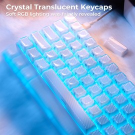 XVX White Key Cap - Crystal Jelly Key Cap,136 Keys OEM Profile Side Printed Keys 61/68/84/87/98/100 Cherry Gateron MX Mechanical-White